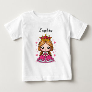 Cute Cartoon Princess in Pink Dress 👑 Baby T-Shirt