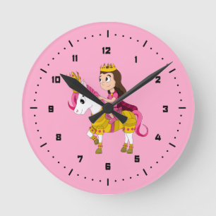 Cute cartoon princess round clock
