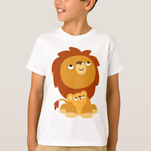 Cute Cartoon Protective Lion & Cub Kids T-Shirt
