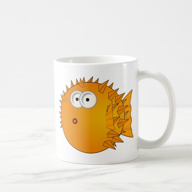 Cute Cartoon Puffer Fish Coffee Mug (Right)