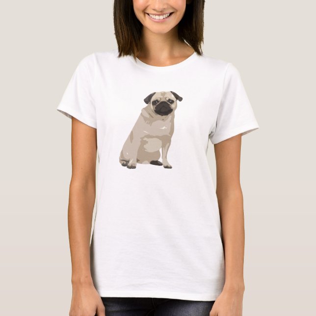 Cute Cartoon Pug T Shirt (Front)