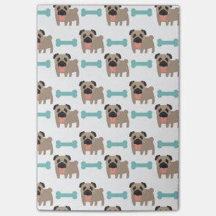 Cute Cartoon Pugs and Bones Post-it Notes