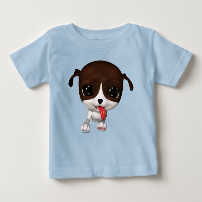 Cute Cartoon Puppy Blue Baby T-Shirt (Front)