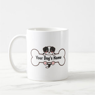 Cute Cartoon Puppy Bone Custom Name Personalised Coffee Mug