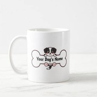 Cute Cartoon Puppy Bone Custom Name Personalised Coffee Mug