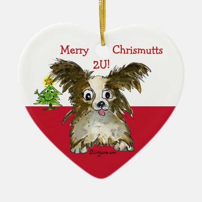 Cute Cartoon Puppy Dog Heart Ornament (Front)