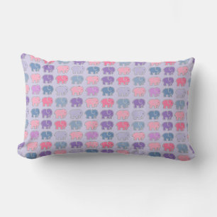 Cute Cartoon Purple Elephant Pattern Lumbar Cushion