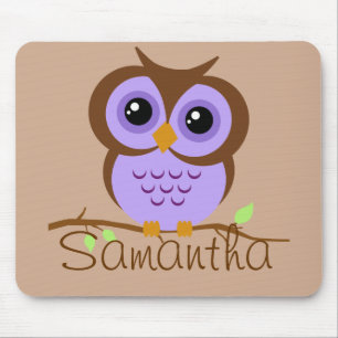 Cute Cartoon Purple Owl Mouse Pad