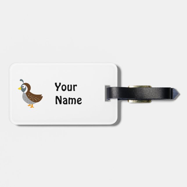 Cute Cartoon Quail Luggage Tag (Back Horizontal)