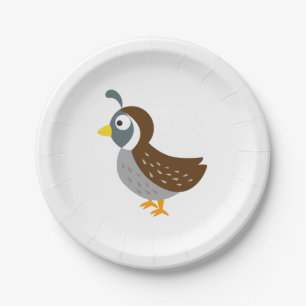 Cute Cartoon Quail Paper Plate