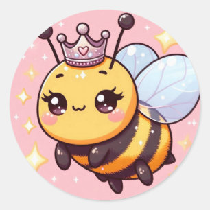 Cute Cartoon Queen Bee Classic Round Sticker
