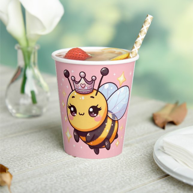 Cute Cartoon Queen Bee Paper Cups (Insitu)
