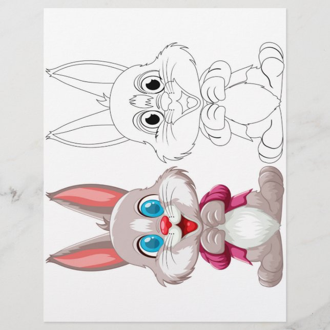Cute Cartoon rabbit colouring page (Front)