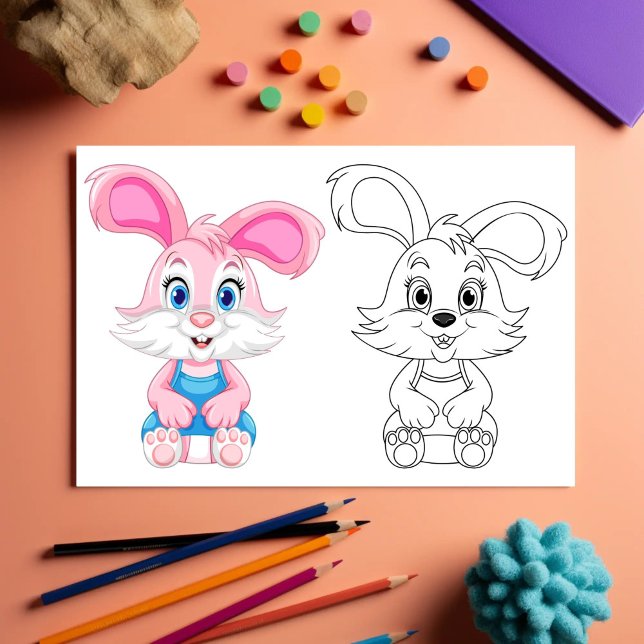 Cute Cartoon rabbit colouring page (Creator Uploaded)