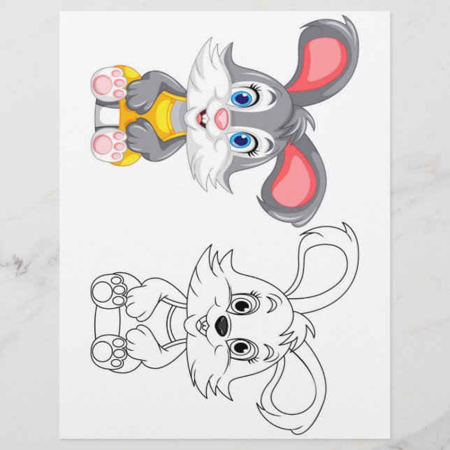 Cute Cartoon rabbit colouring page (Front)