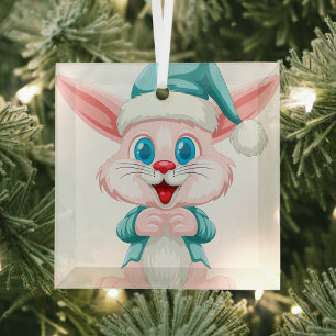Cute cartoon rabbit  glass tree decoration