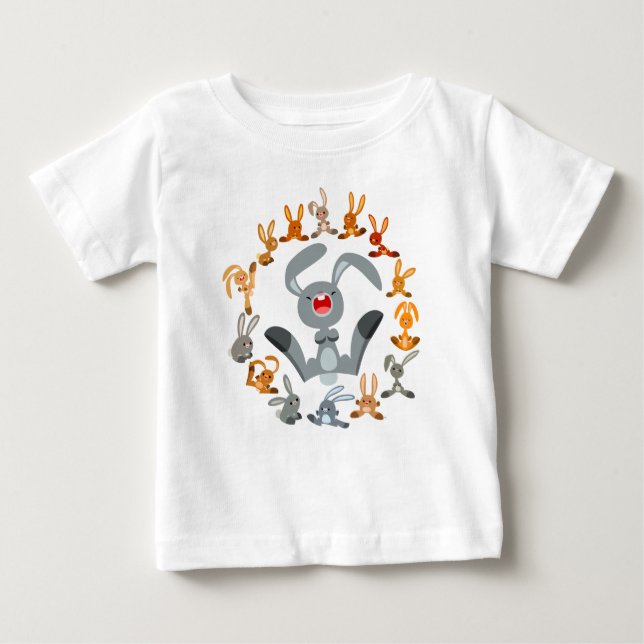 Cute Cartoon Rabbits Mandala Baby T-Shirt (Front)