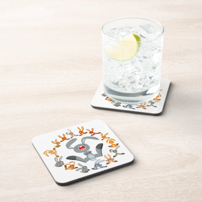 Cute Cartoon Rabbits Mandala Coasters Set (Right Side)