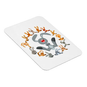 Cute Cartoon Rabbits Mandala Flexible Magnet