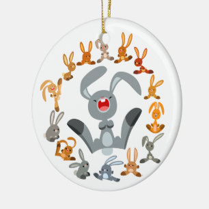 Cute Cartoon Rabbits Mandala Ornament
