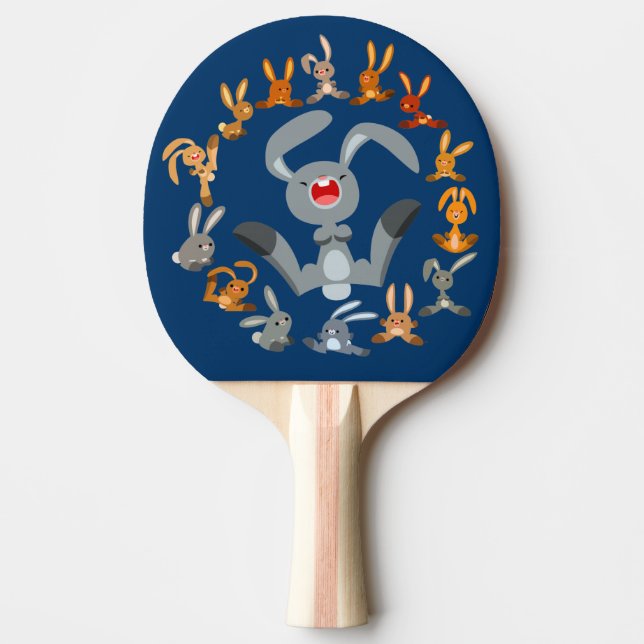 Cute Cartoon Rabbits Mandala Ping Pong Paddle (Front)