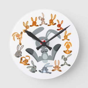 Cute Cartoon Rabbits Mandala Wall Clock