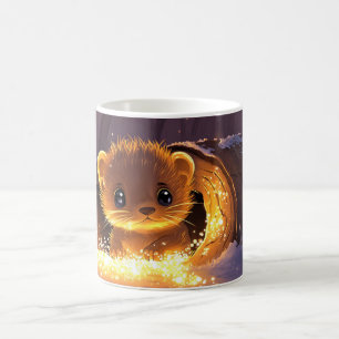 cute cartoon raccoon in an autumn setting coffee mug