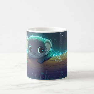 cute cartoon raccoon in an autumn setting coffee mug