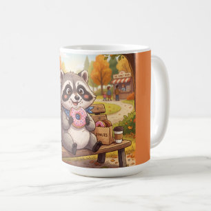 Cute Cartoon Racoon Eating Strawberry Doughnut Coffee Mug