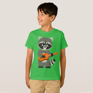 Cute Cartoon Racoon Playing Guitar Kids T-Shirt