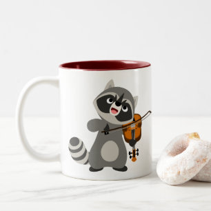 Cute Cartoon Racoon Playing Violin Two-Tone Coffee Mug
