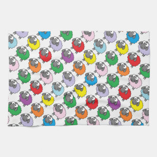 Cute Cartoon Rainbow Sheep Tea Towel