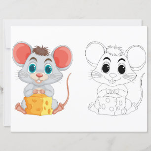 Cute Cartoon rat colouring page