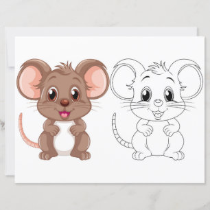 Cute cartoon rat colouring page