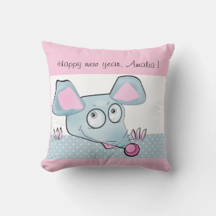 Cute cartoon rat mouse New Year 2020 symbol kids c Cushion