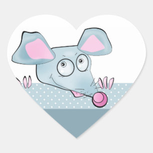 Cute cartoon rat mouse New Year 2020 symbol kids c Heart Sticker