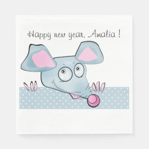 Cute cartoon rat mouse New Year 2020 symbol kids c Napkin