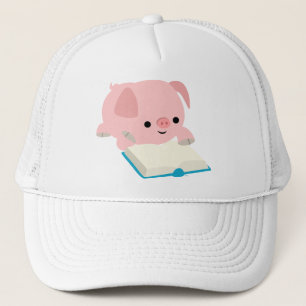Cute Cartoon Reading Piglet Hat
