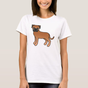 Cute Cartoon Red Bullmastiff Dog T-Shirt