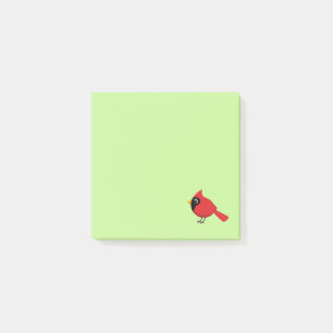 Cute Cartoon Red Cardinal with Flowers Post-it Notes