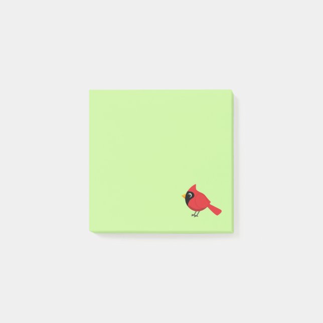 Cute Cartoon Red Cardinal with Flowers Post-it Notes (Front)