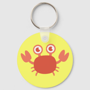 Cute Cartoon Red Crab with Bubbles Background Key Ring
