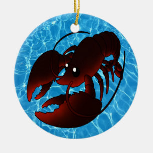 Cute Cartoon Red Lobster Ceramic Ornament