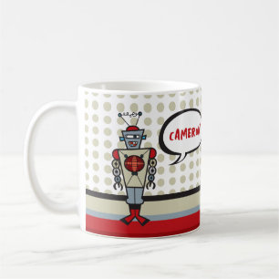 Cute Cartoon Red Robot Fun Retro Toy Children Kids Coffee Mug