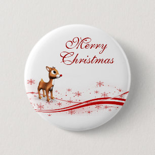 Cute Cartoon Reindeer Christmas 6 Cm Round Badge