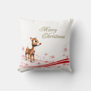 Cute Cartoon Reindeer Christmas Cushion