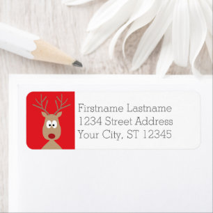 Cute Cartoon Reindeer - Merry Christmas Greeting Return Address Label
