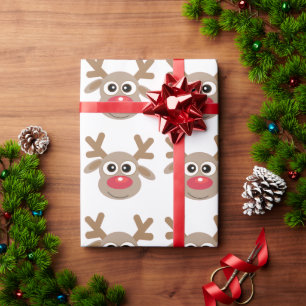 Cute Cartoon Reindeer Pattern Fun White Wrapping Paper