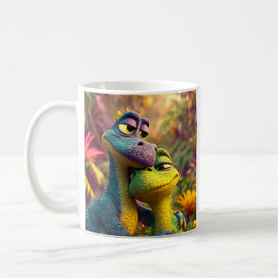 Cute Cartoon Reptile Couple Coffee Mug