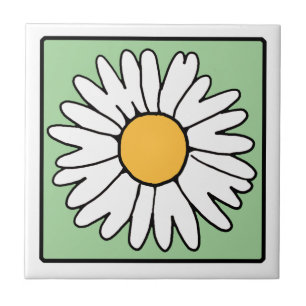 Cute Cartoon Retro Daisy Spring Garden Flower Ceramic Tile